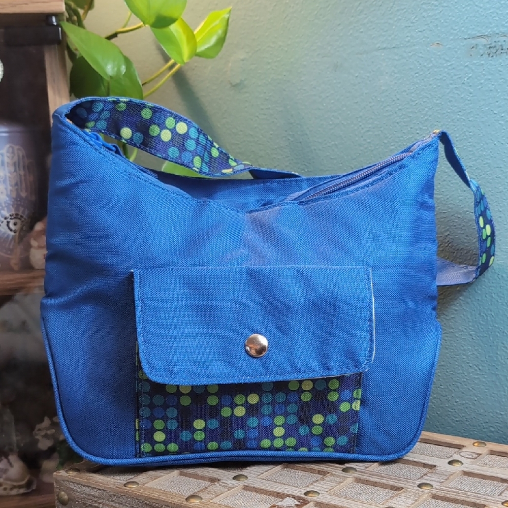 Vibrant Blue Polka Dot Insulated Mini Bag